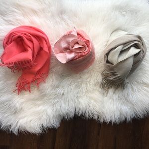 Cashmere, Loft and Tumi scarf lot pink and beige